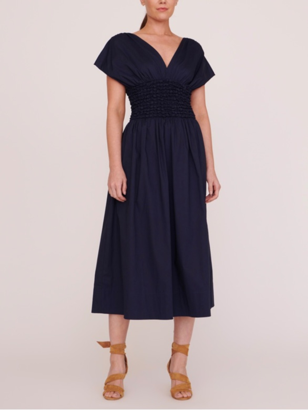 Staud Jackson Midi Dress Navy Blue Size Small NWT New